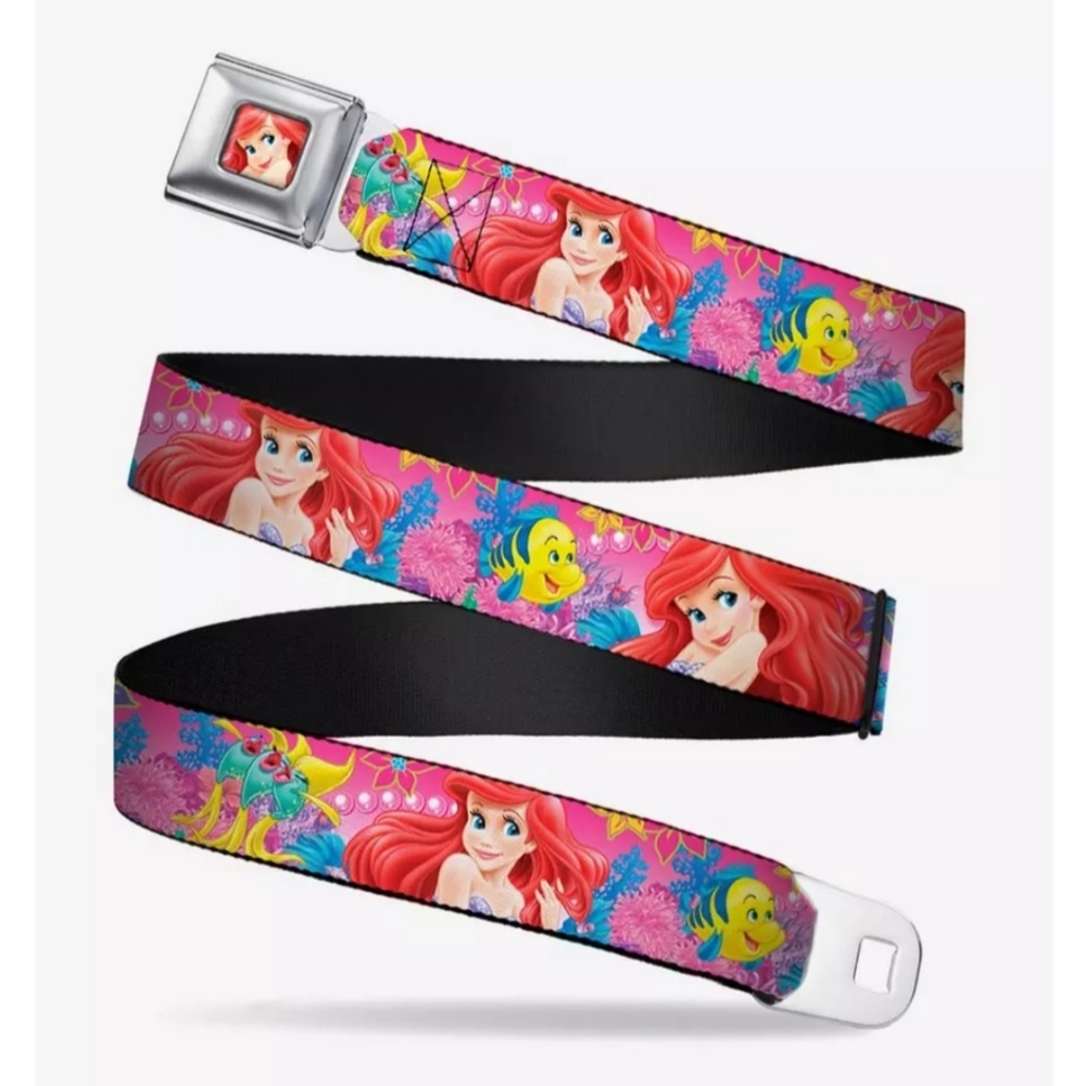 Disney Arial & Flounder Little Mermaid Buckle-Down Seat Belt Buckle Belt